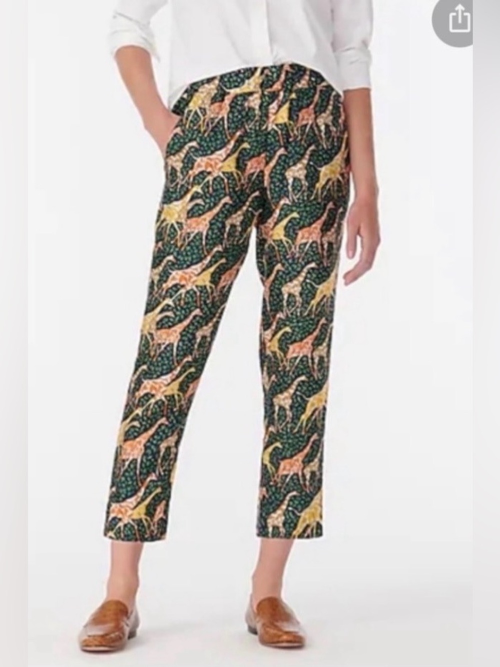 J.Crew Collection Giraffe Novelty Print Silk pull on pants size 2 NWT